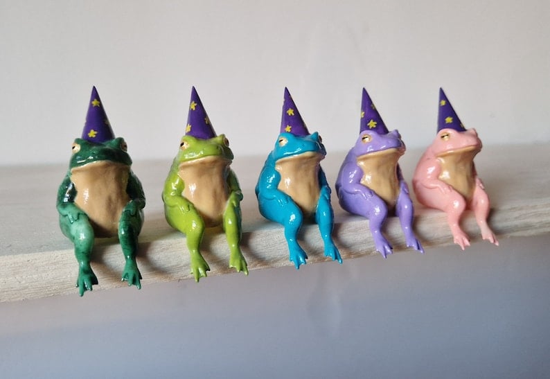 Little Frog Wizards Fully Hand-Painted 5.5cm Miniature Models EXCLUSIVE to Grumpy Goblin Goods image 1
