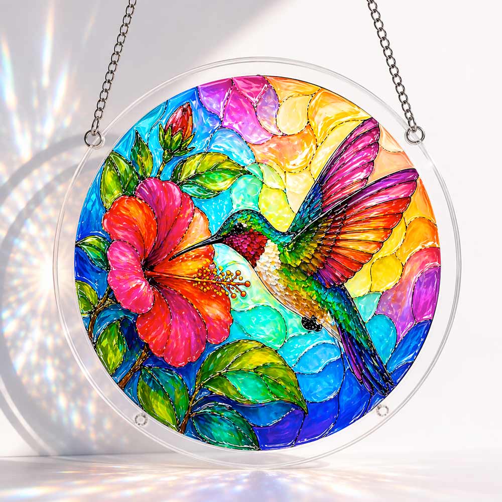 Acrylic Jigsaw Puzzle Suncatcher - Garden Hummingbird