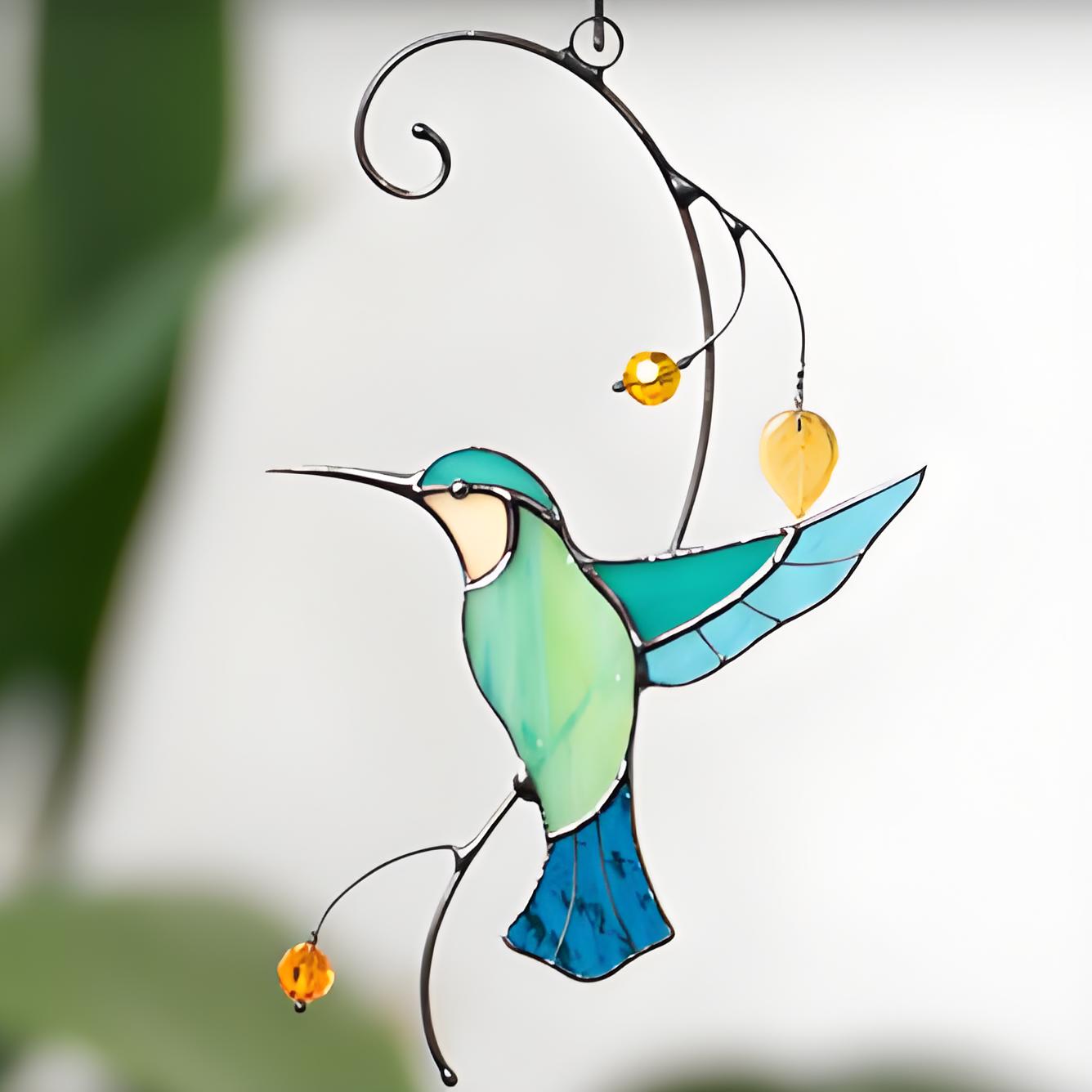 Hummingbird Stained Glass Window Hanging