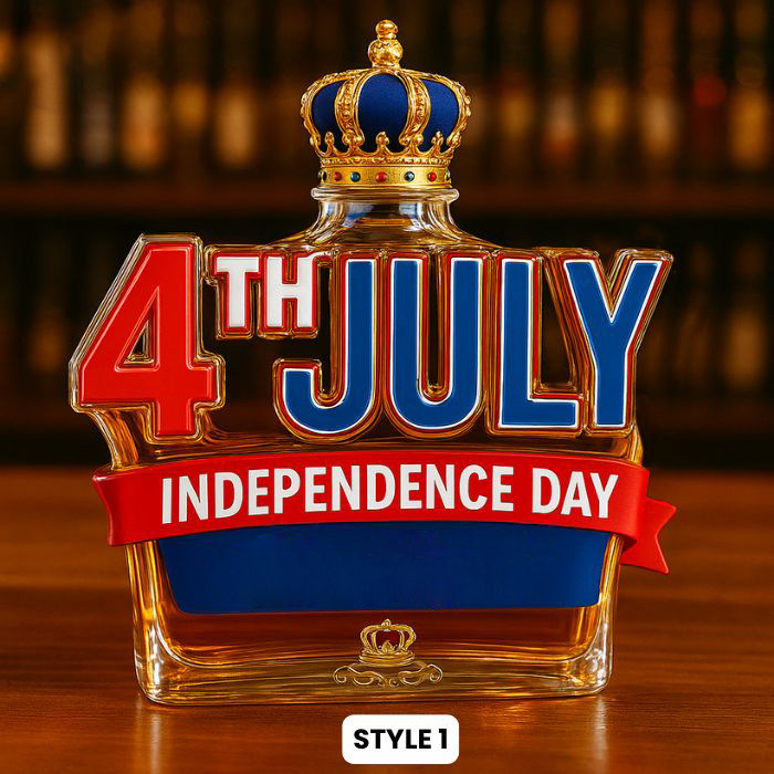 US Independence 4th July Whisky Bottle