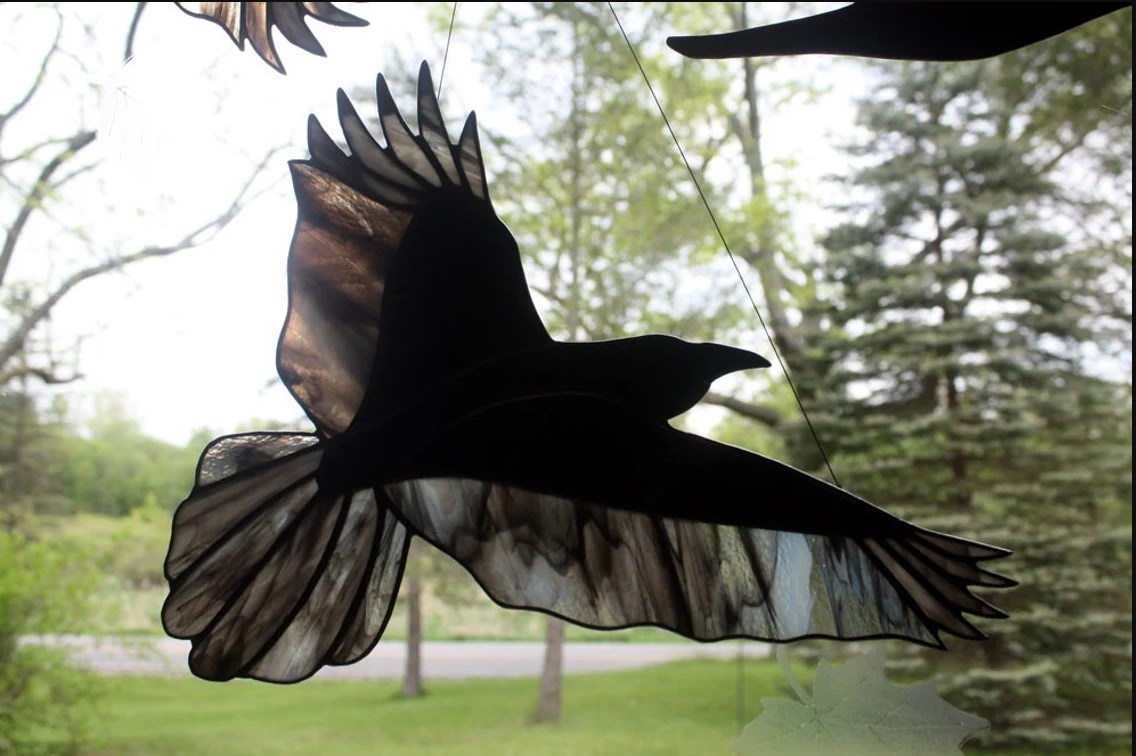Raven Stained Glass Small Bird 🦅