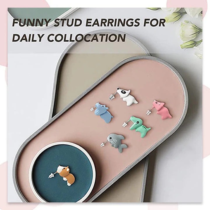 CUTE ANIMAL BITE EARRINGS 🦖🐕🦈🐋