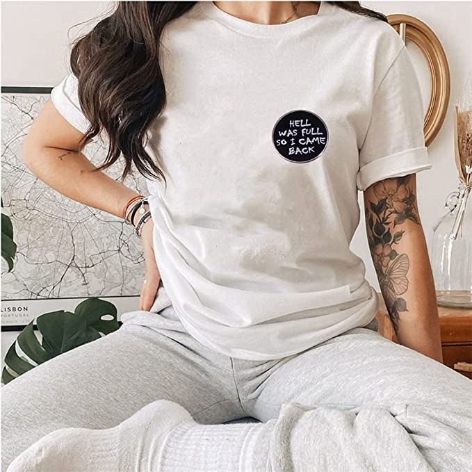 "HELL WAS FULL SO I CAME BACK" FUNNY BROOCH