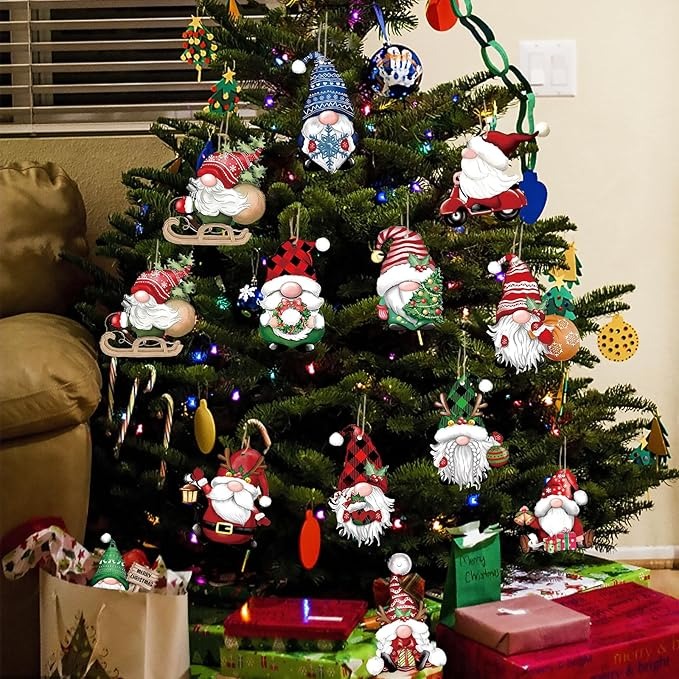 🔥Pre-Sale 50% OFF🔥 - 12 Pieces Christmas Wooden Gnome Ornaments