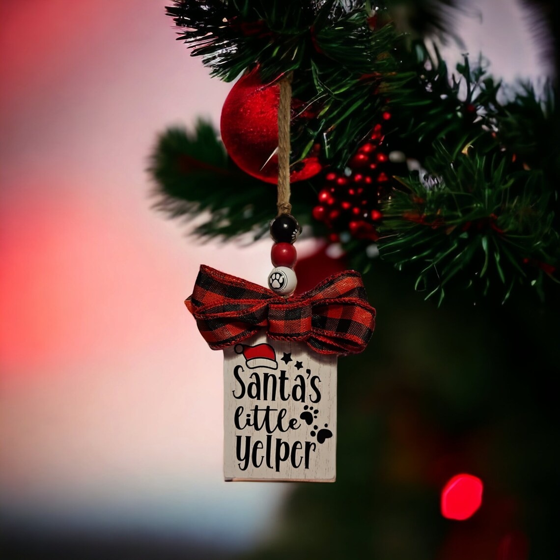 Pup Art Wooden Christmas Ornament