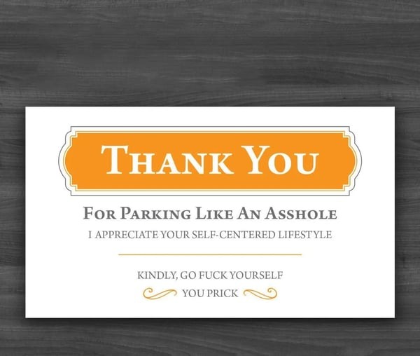 🅿️Learn to Park, Asshole--Hilarious Parking Violation Card for Inconsiderate Drivers 🚗