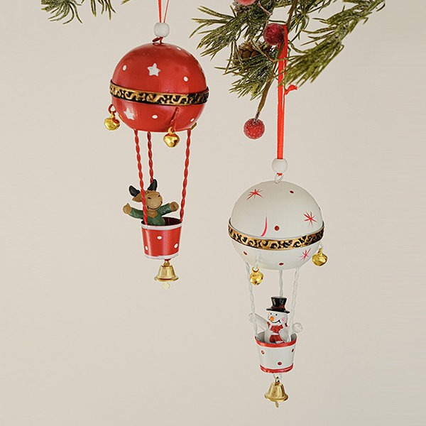 Christmas Hot Air Balloon Ornament With Bell