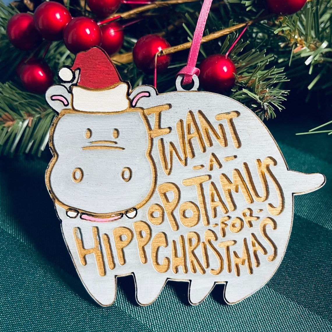 Hippo Christmas Ornament