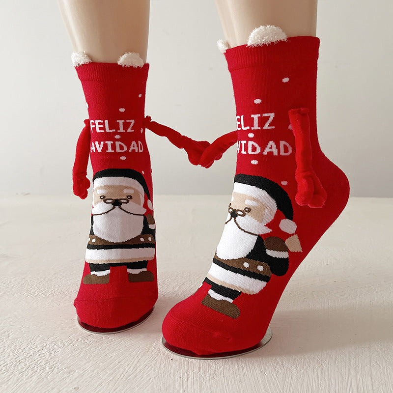Cute Hand-holding Christmas Magnetic Socks