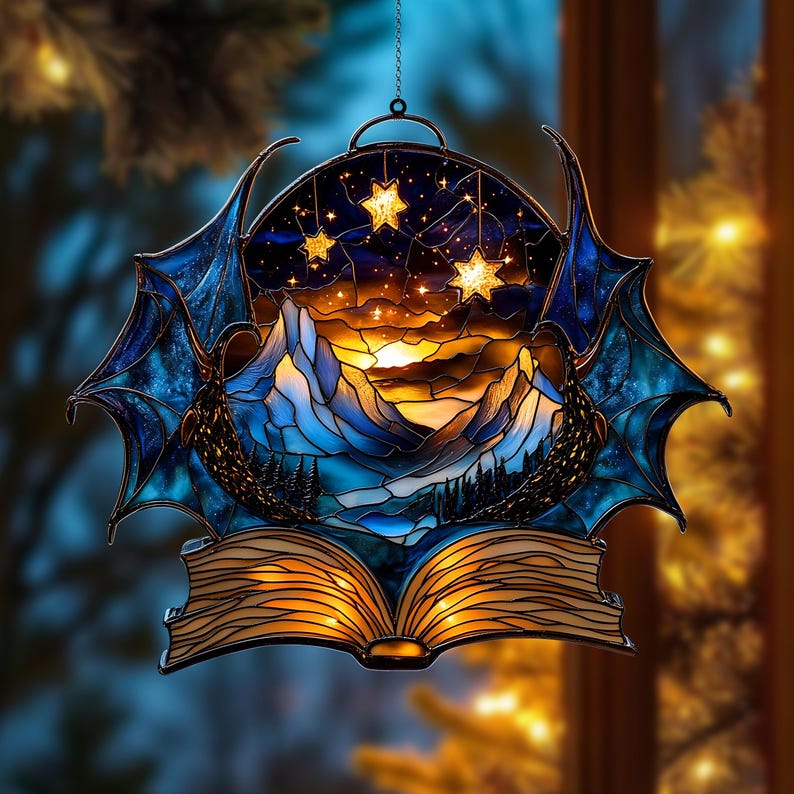 Fantasy Book Window Acrylic Sun Catcher Ornament