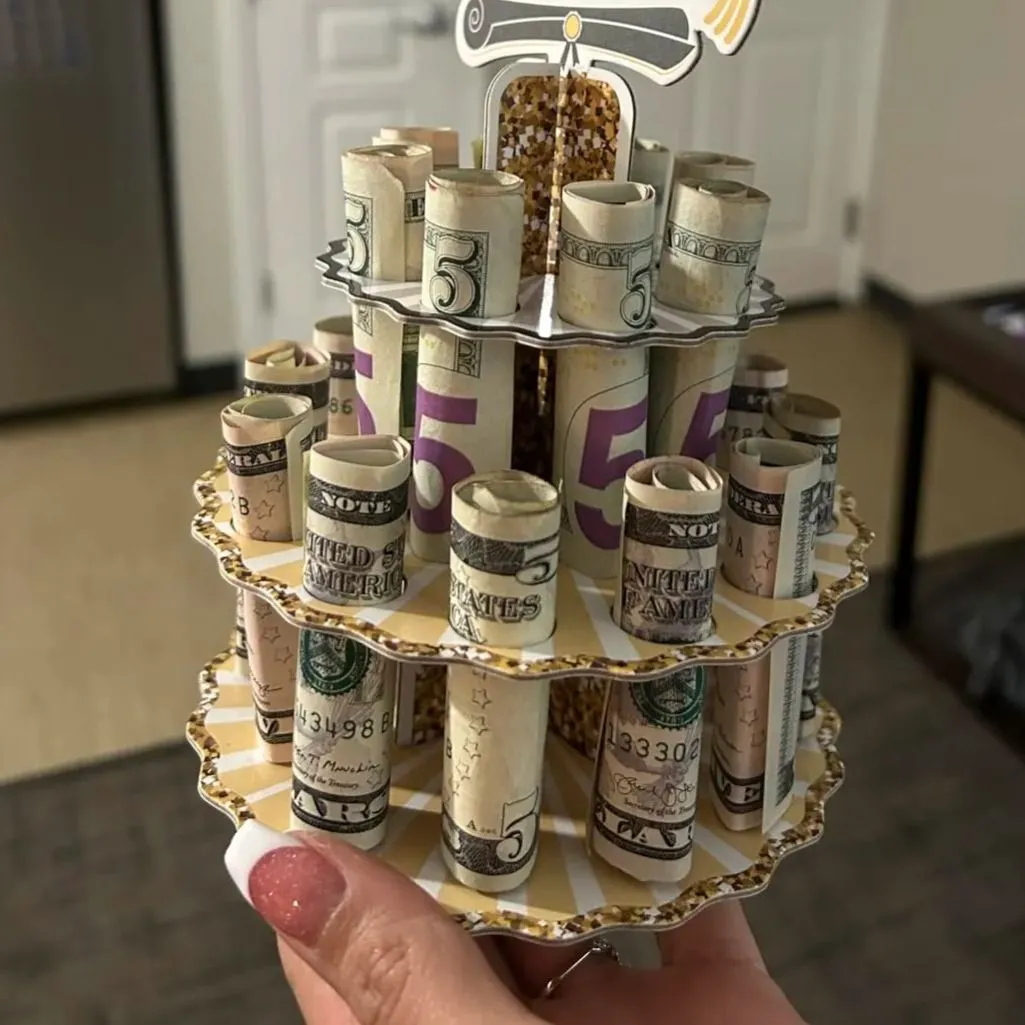 🎓💵 Class of 2025 Graduation Money Holder – Tiered Money Cake Stand