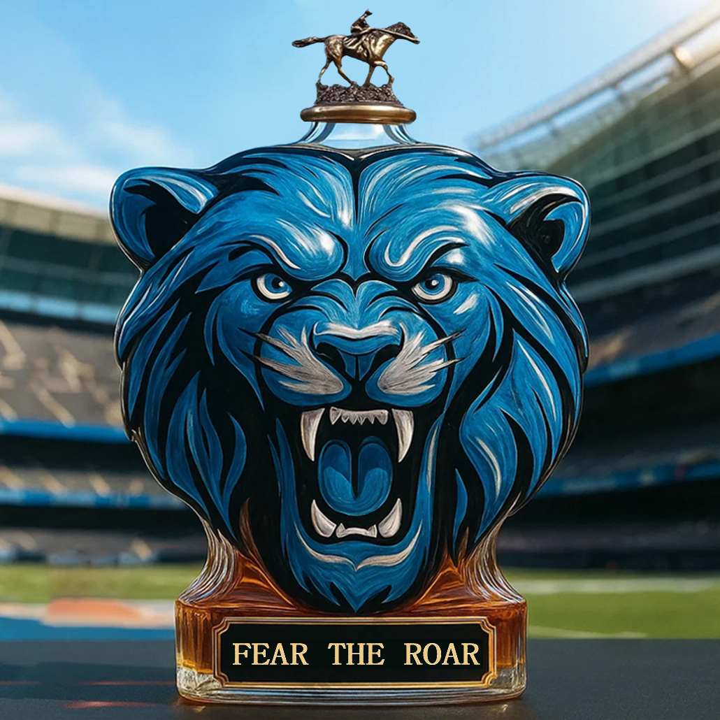 🦁🏈Detroit Lions Lion Head NFL Whiskey Bottle💙