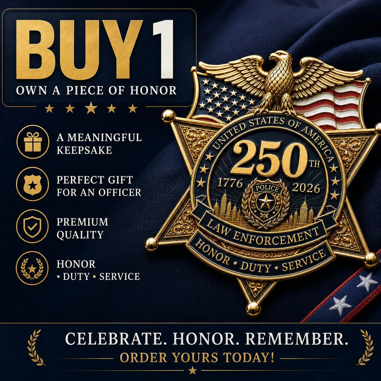 ⚡️Flash Sale 49% OFF - America 250 Law Enforcement Brooch