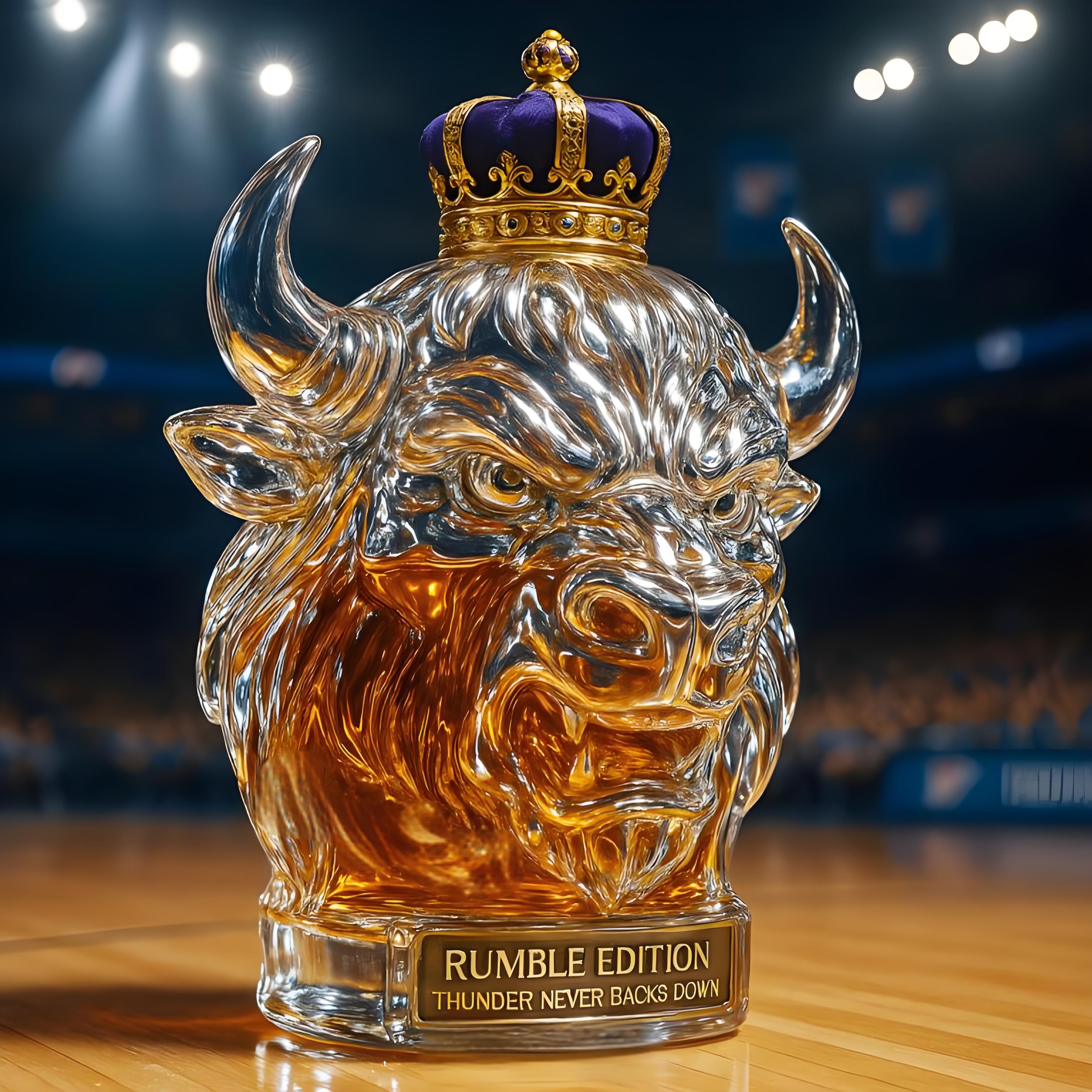 Oklahoma City Thunder Rumble the Bison Whiskey Bottle