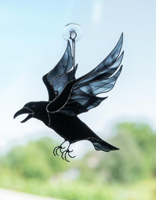 Raven Stained Glass Small Bird 🦅