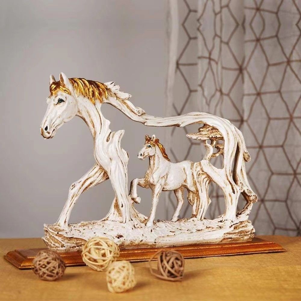 🐴Galloping Horse Statue With Pony Figurine