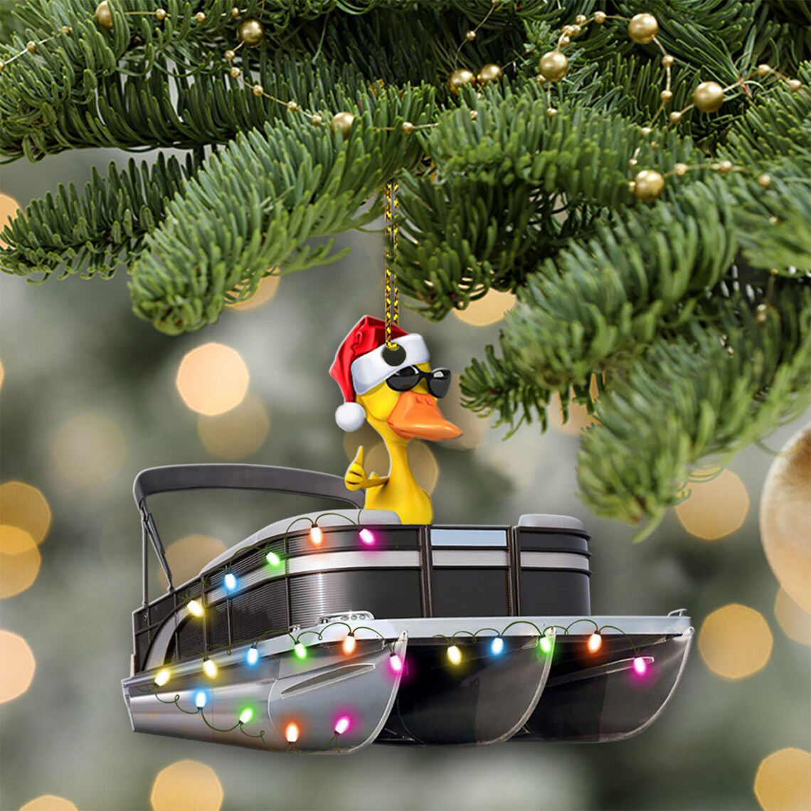 Pontoon Duck Boat Christmas Ornament,