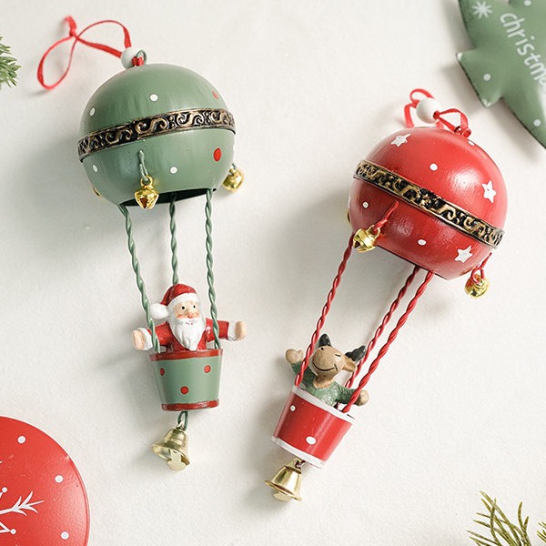 Christmas Hot Air Balloon Ornament With Bell