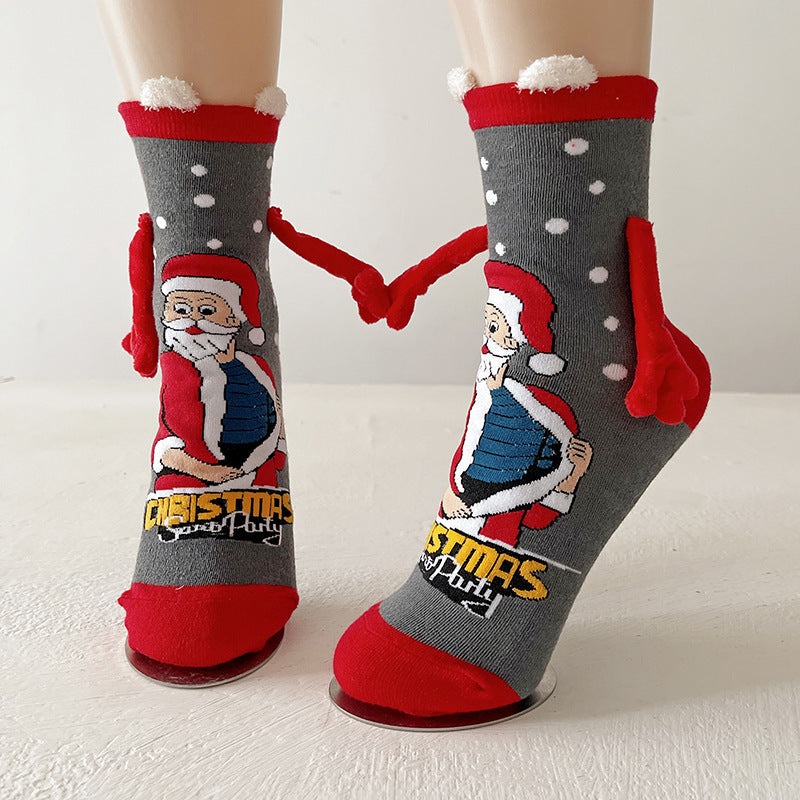 Cute Hand-holding Christmas Magnetic Socks