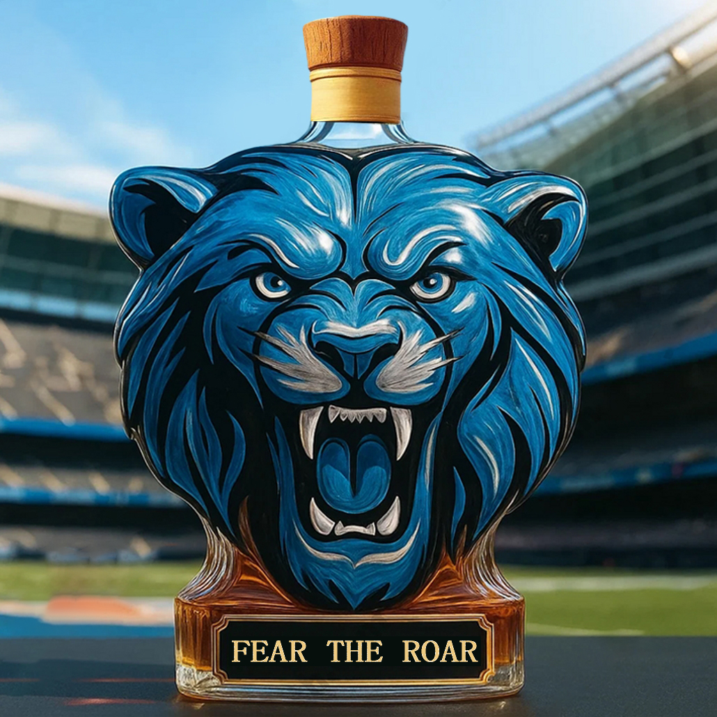 🦁🏈Detroit Lions Lion Head NFL Whiskey Bottle💙