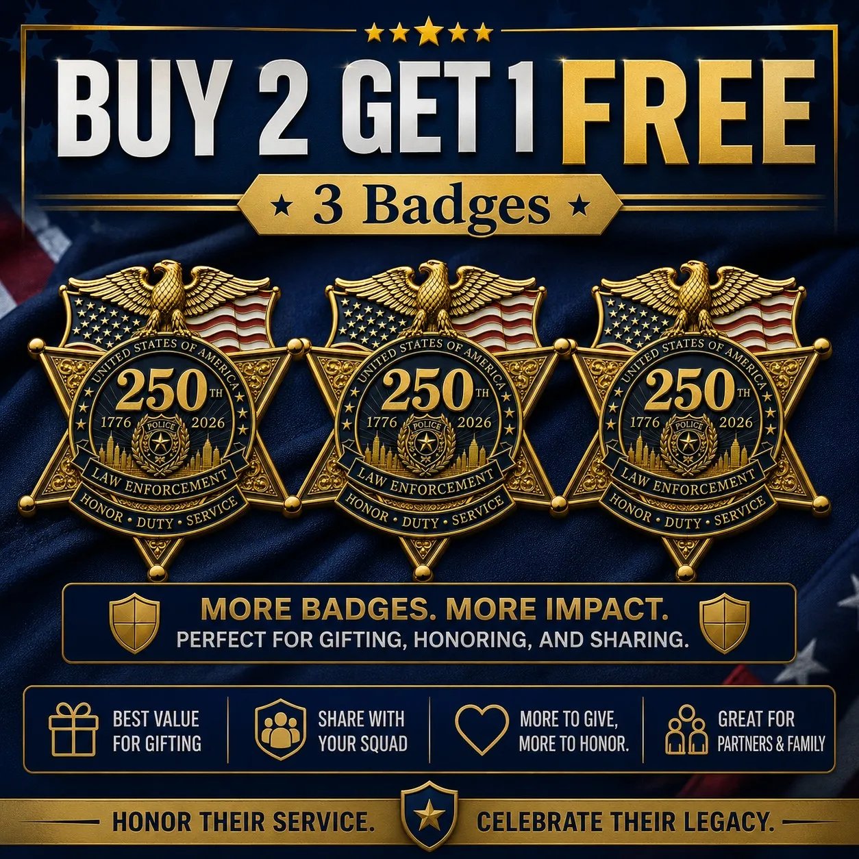 ⚡️Flash Sale 49% OFF - America 250 Law Enforcement Brooch