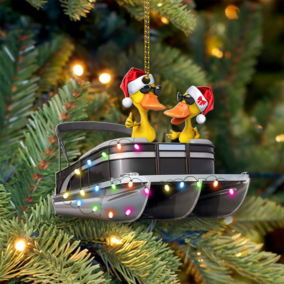 Pontoon Duck Boat Christmas Ornament,
