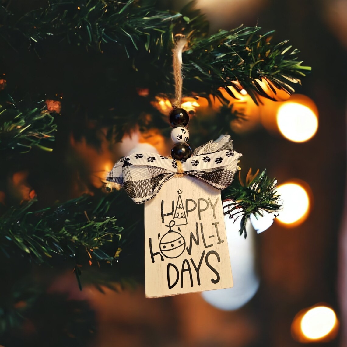 Pup Art Wooden Christmas Ornament