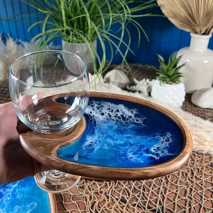🍷Ocean Wine Glasses Decorative Treat Plate