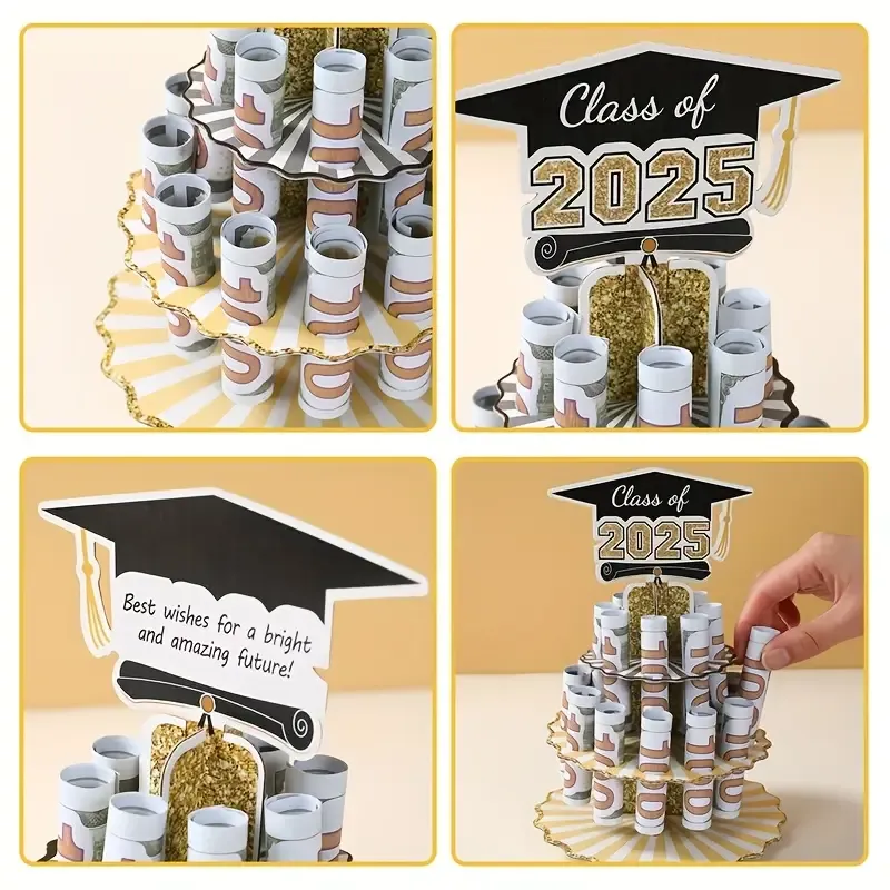 🎓💵 Class of 2025 Graduation Money Holder – Tiered Money Cake Stand