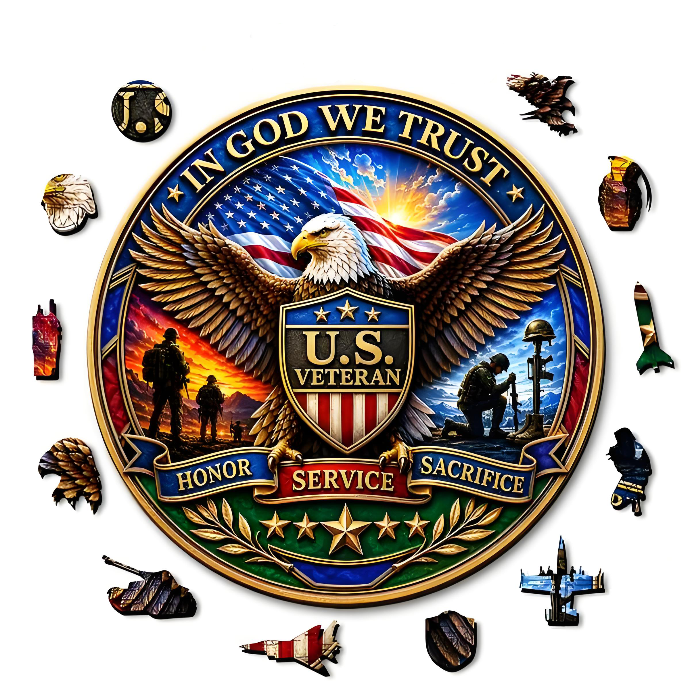 250 Years of Freedom  Handcrafted Heirloom Wooden Jigsaw Puzzle