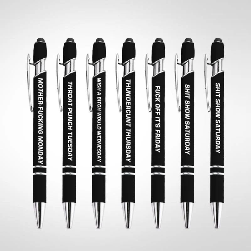 💝Funny Stress-Relief Daily Quotes Metal Ballpoint Pen Set (7 Pcs) 