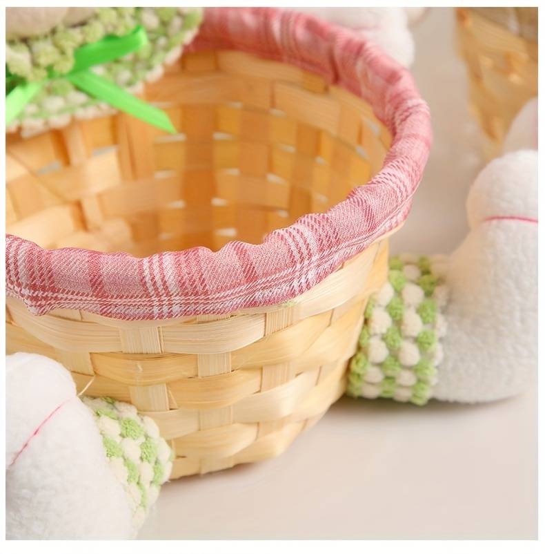 1pc easter cute rabbit storage basket easter bunny egg storage basket creative party candy basket desktop decoration cartoon doll holiday scene arrangement decoration holiday accessory details 9