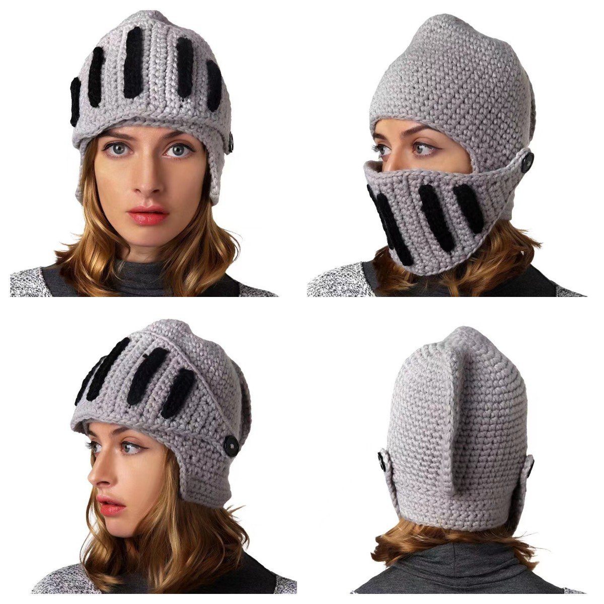 Hand-knitted knight hat