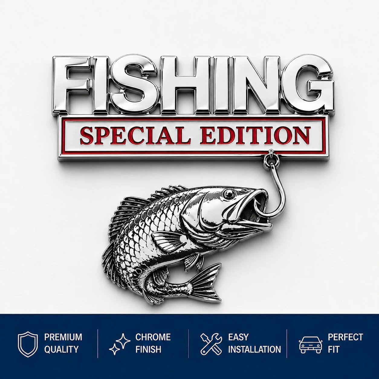 🎣 Fishing Special Edition Premium 3D Metal Vehicle Emblem Badge