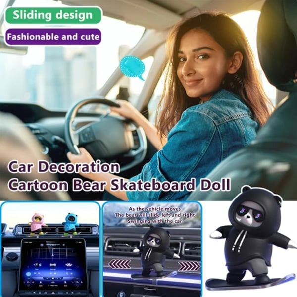 🔥Car decorations-Cartoon Bear Skateboard Doll