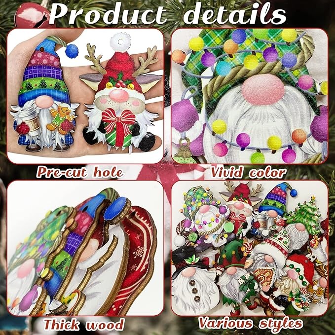 🔥Pre-Sale 50% OFF🔥 - 12 Pieces Christmas Wooden Gnome Ornaments