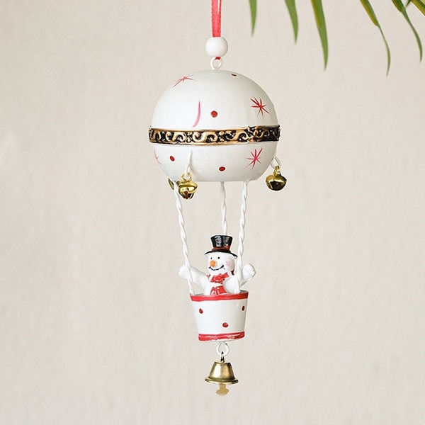 Christmas Hot Air Balloon Ornament With Bell