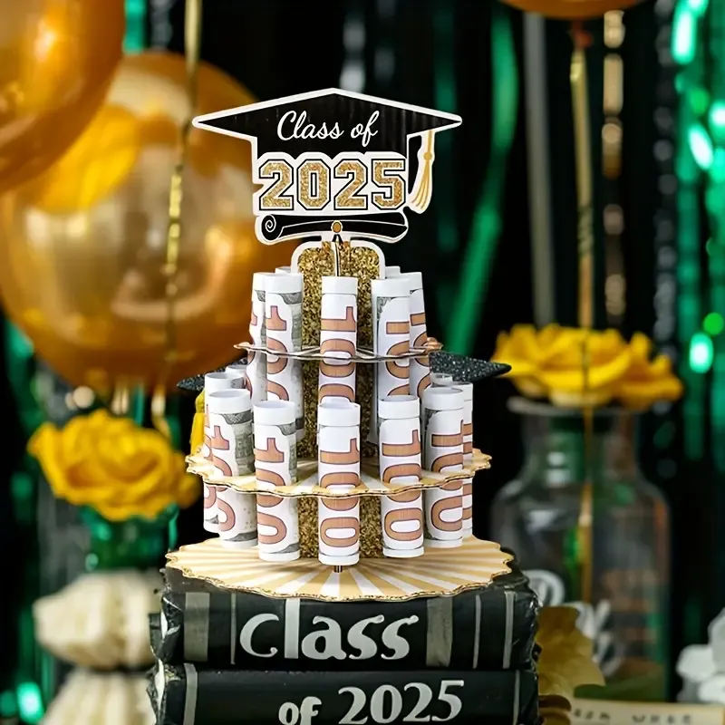 🎓💵 Class of 2025 Graduation Money Holder – Tiered Money Cake Stand