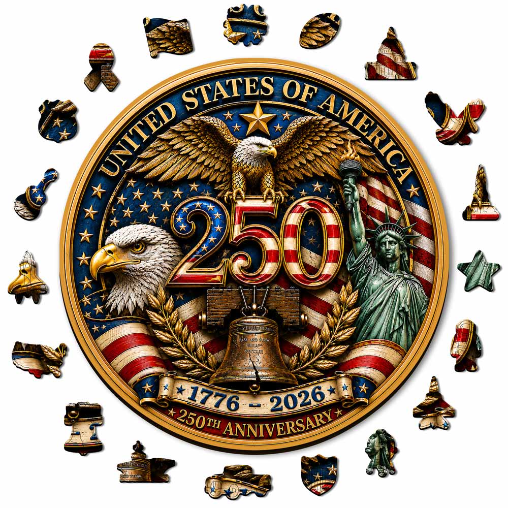 250 Years of Freedom  Handcrafted Heirloom Wooden Jigsaw Puzzle