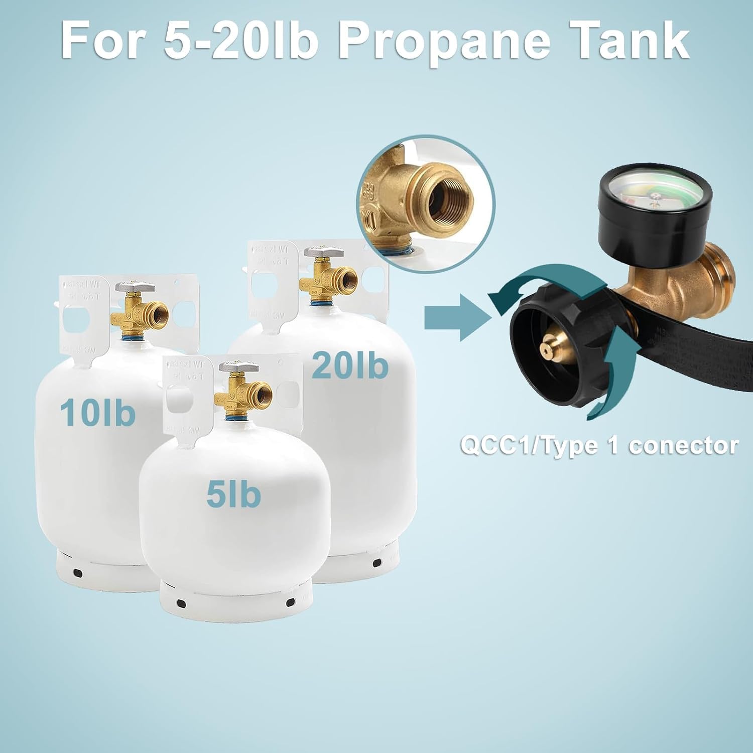 Gas tank adapter pressure gauge