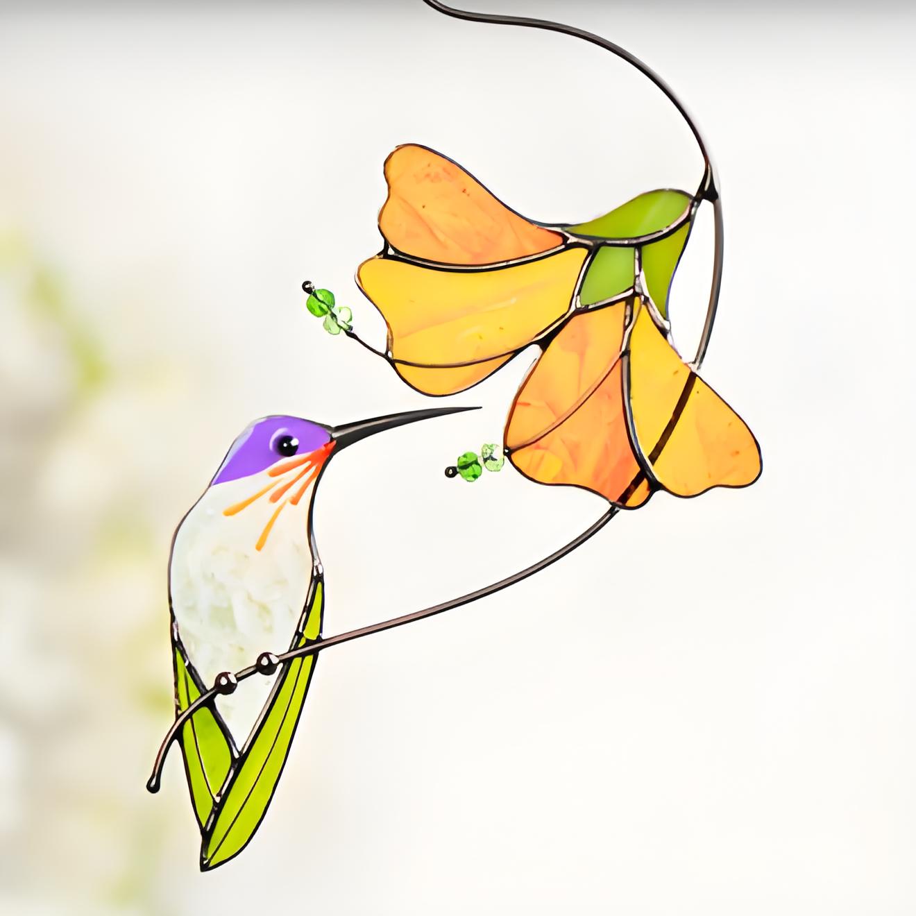 Hummingbird Stained Glass Window Hanging