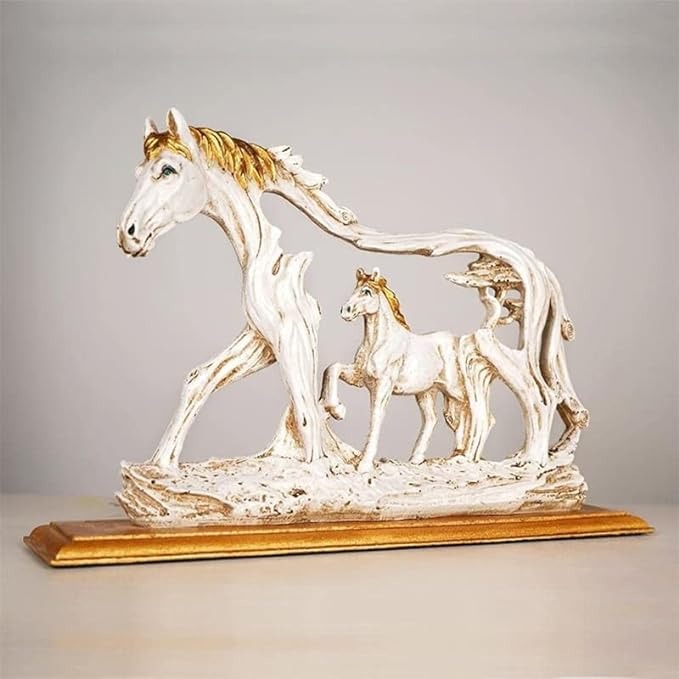 🐴Galloping Horse Statue With Pony Figurine