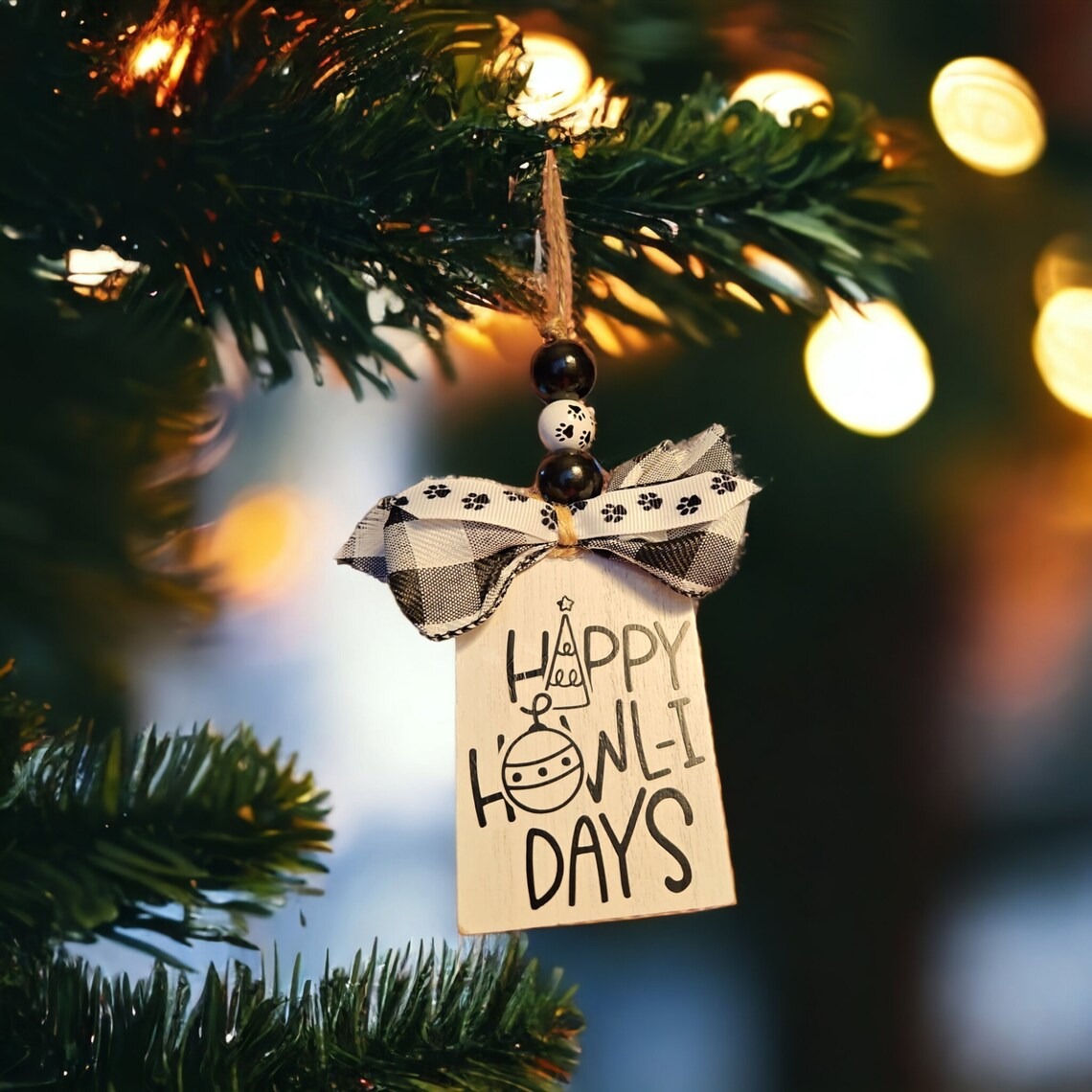 Pup Art Wooden Christmas Ornament