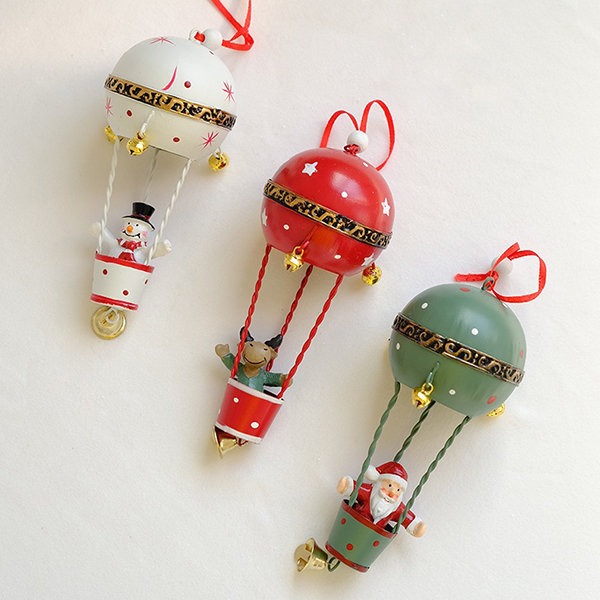 Christmas Hot Air Balloon Ornament With Bell
