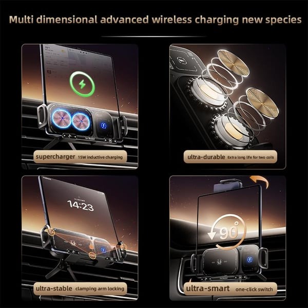 Wireless Charging Phone Holder Car Mount for Folding Screen/Universal Smartphone