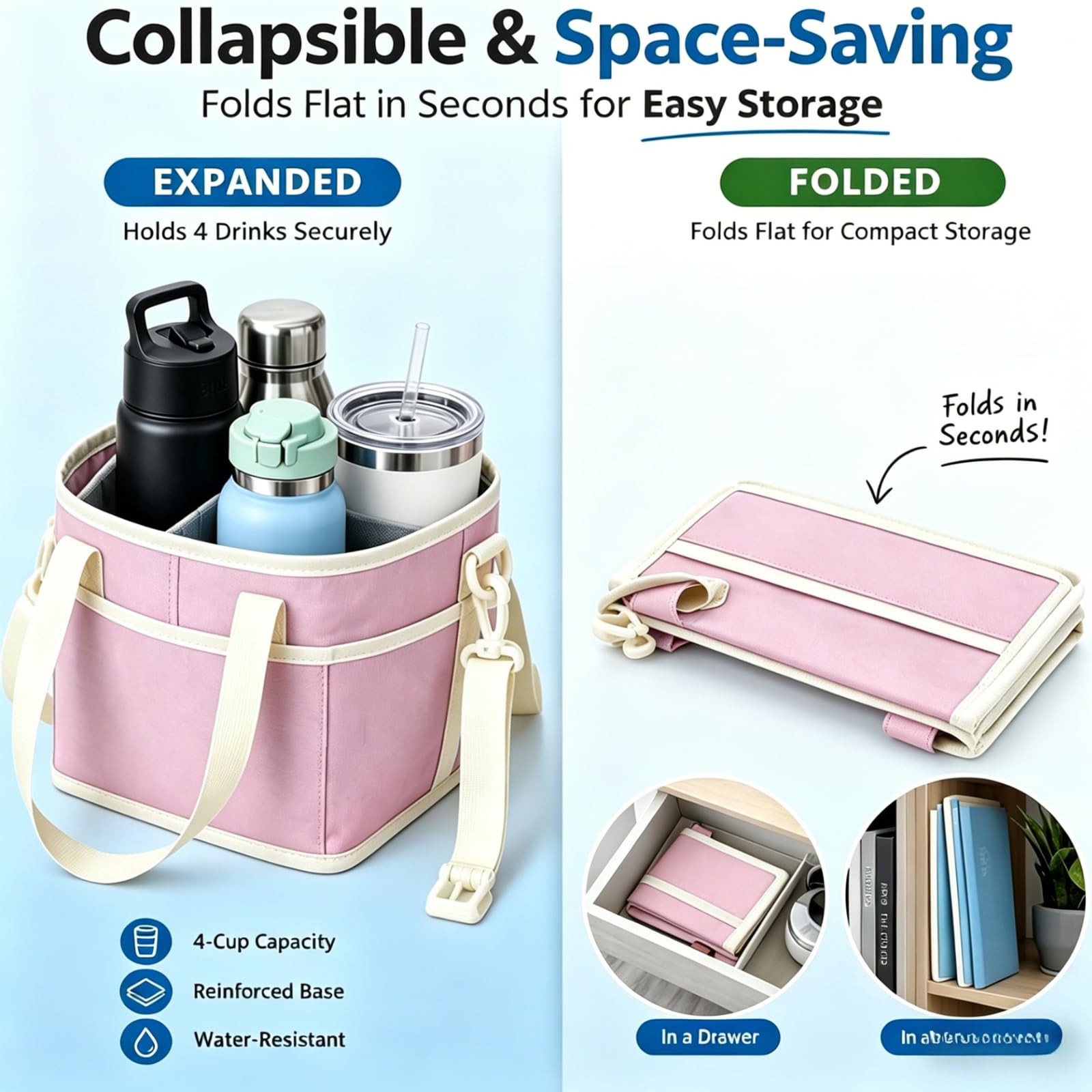 Insulated Drink Carrier Bag for 4 Cups