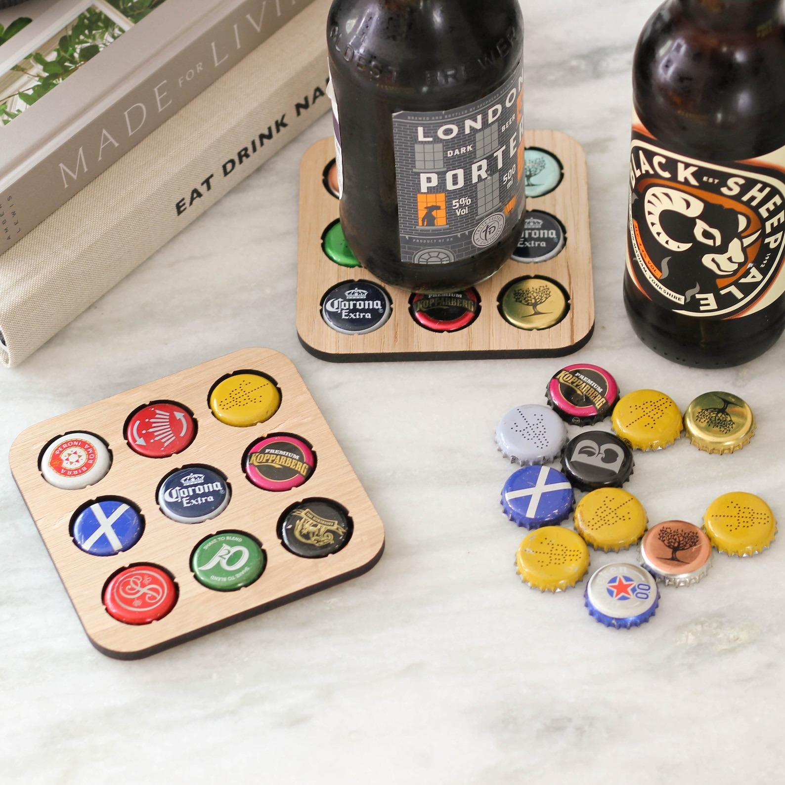 Wooden Beer Cap Collector Coaster