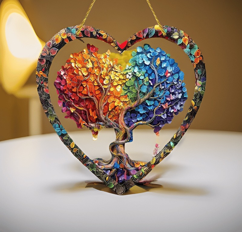 ❤️Wrapped in Love Tree of Life Suncatcher Heart Charm Gift