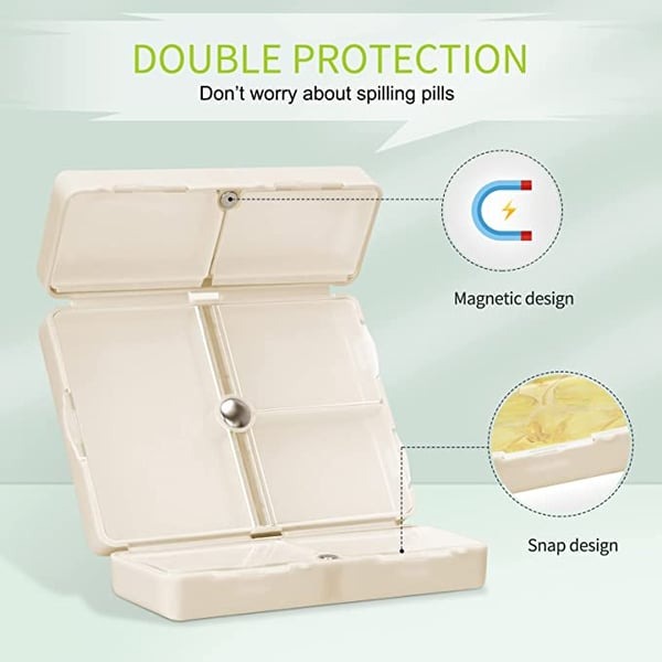 Daily Pill Organizer, 7 Compartments Portable Pill Case Travel Pill Organizer,[Folding Design]Pill Box