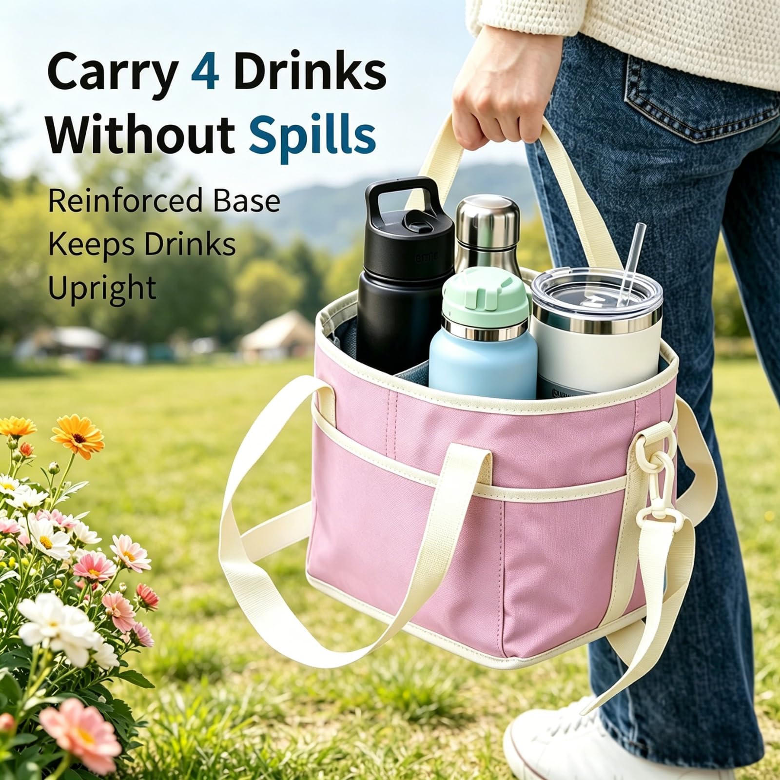 Insulated Drink Carrier Bag for 4 Cups